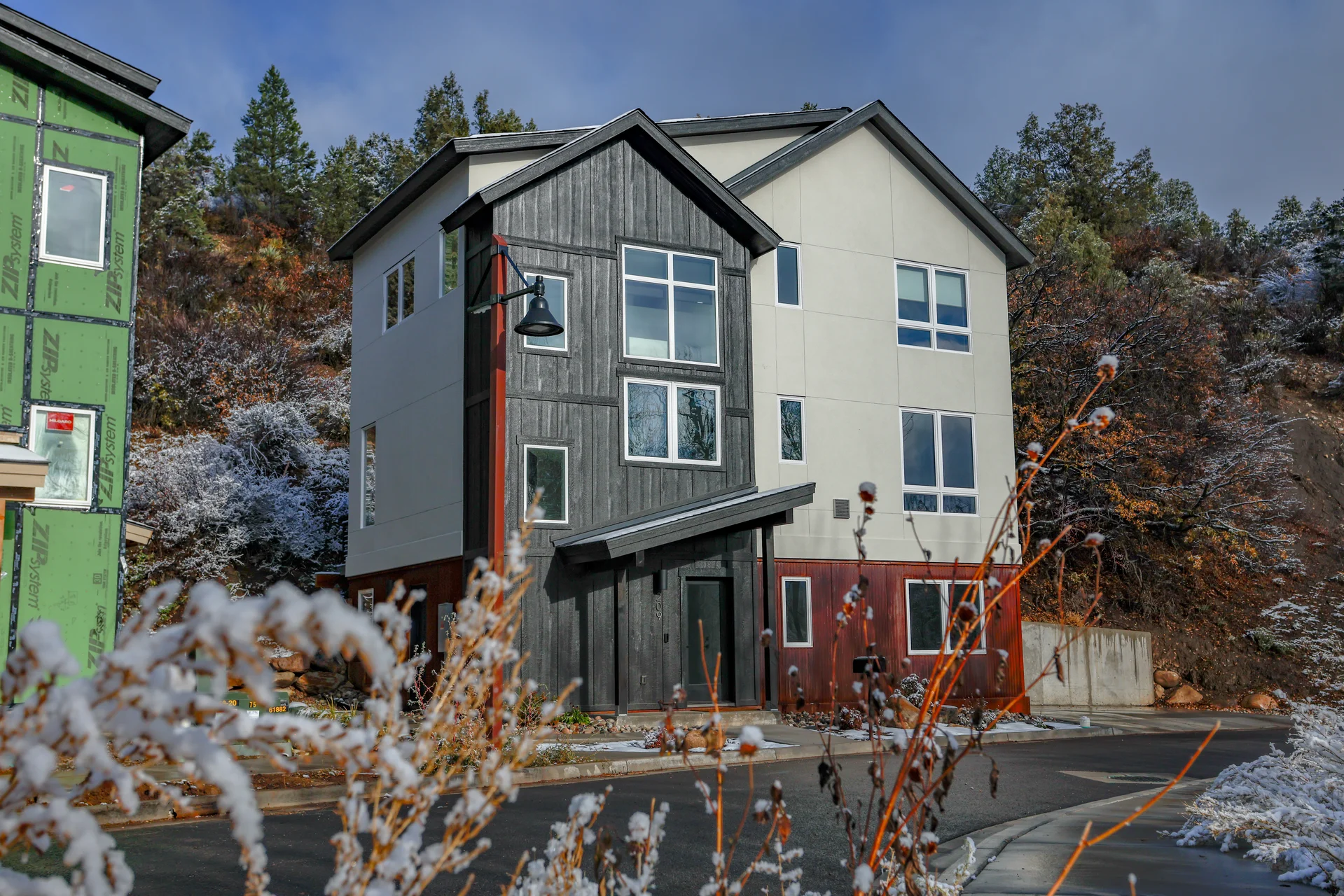 Exterior view of Sutter Homes modern architecture in Durango, Colorado